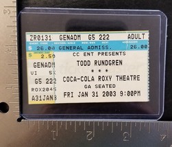 TODD RUNDGREN - ORIGINAL JANUARY 31, 2003 CONCERT TICKET STUB - $187.91 MXN