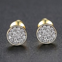 JINSE Hip Hop Iced Out Bling AAA CZ Stud Earrings For Men Women Round Geometry G - £7.49 GBP