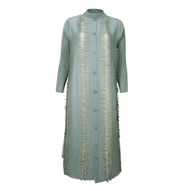 LANMREM 2022 Autumn New Pleated Dress Female Stand Collar Single Breasted Tel De - £175.23 GBP