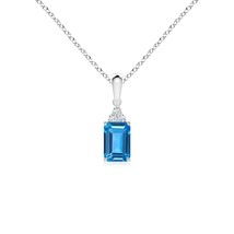 ANGARA 6x4mm Natural Swiss Blue Topaz Pendant with Diamond in Silver for Women - £129.13 GBP+