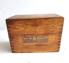 Vintage Shaw-Walker Wood File Box 5.5&quot; x 3.5&quot; x 4&quot; Storage Recipe Box - $17.81