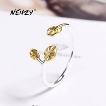 NEHZY 925 Sterling Silver New Woman Fashion Jewelry High Quality Golden Leaf Ope - £7.32 GBP