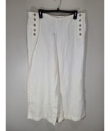 NEW J Jill Capri Pants Womens Large White Linen Sailor Wide Leg Cropped ... - $39.03 CAD