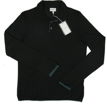 NEW $975 Giorgio Armani Polo Style Sweater!  e 56 (Large)   Black with Blue Trim - £231.80 GBP