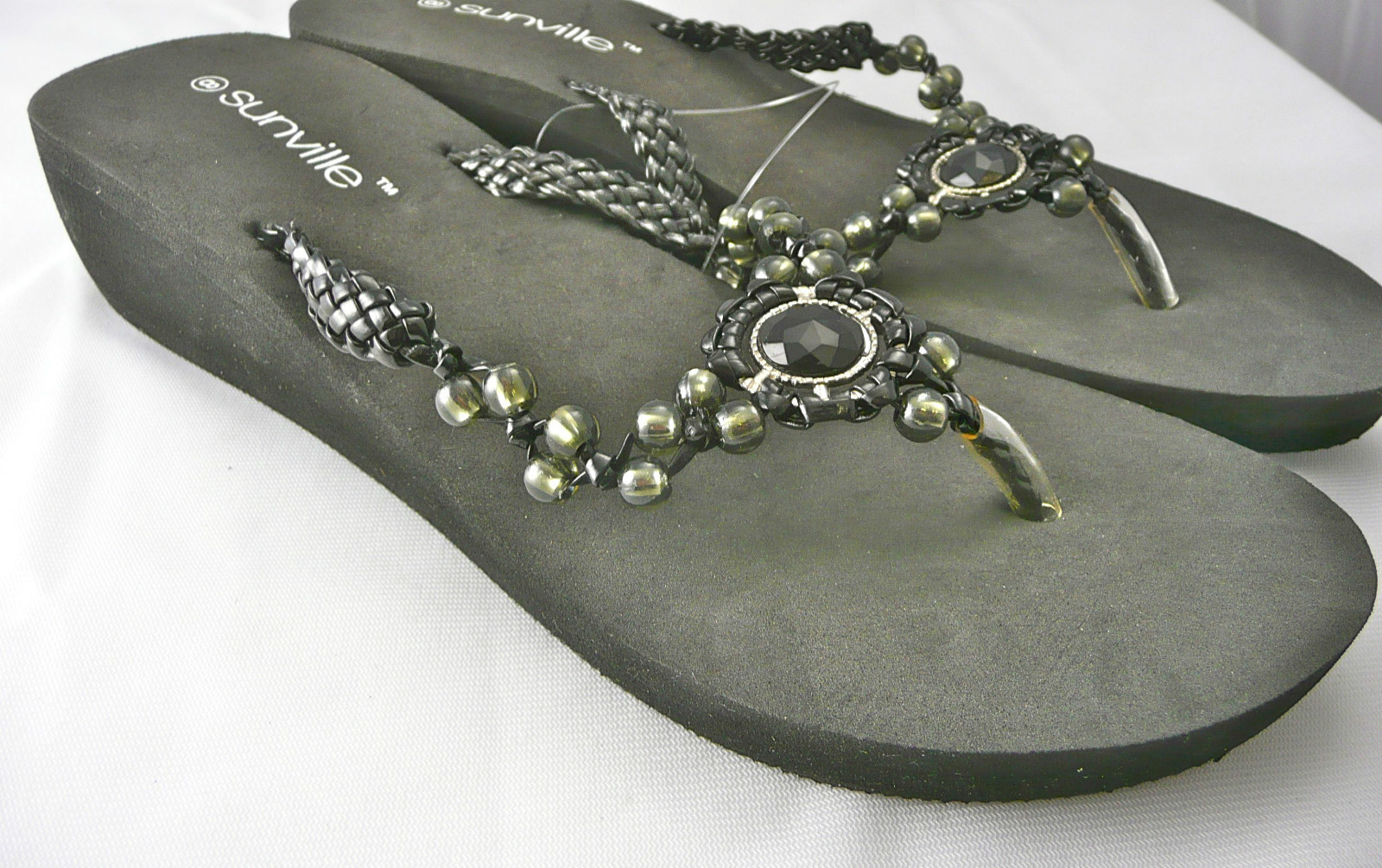 Womens Sandals/Wedges Black by Sunville Brand New Free Shipping, solid h... - $15.99