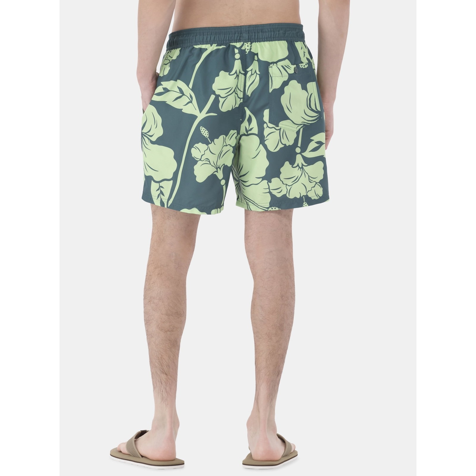 No Boundaries Men's Elastic Waist Swim Trunks 6" Inseam Green Hibiscus 3XL(48-50 Item image 3
