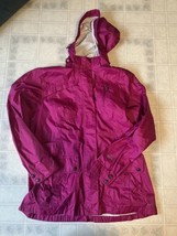 Eddie Bauer Unlined Rain jacket Size XL Hooded 100% Nylon Pink Weather Edge - $37.11
