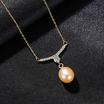 S925 Sterling Silver Freshwater Pearl Pendant Necklace Women Diamond Wind Pearl  - £16.44 GBP