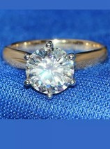 2CT Brilliant Round Moissanite Diamond Solitaire Engagement Ring 10K YellowGold - £431.49 GBP