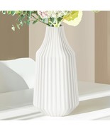 White Flower Vase, Modern Home Decor, 8 Inch Ceramic Vase, Ideal For Living - $34.97