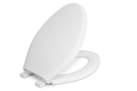 White Deluxe Plastic Elongated Toilet Seat With Lift And Clean And Slow ... - £33.79 GBP