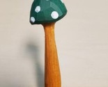 Green Mushroom Wooden Pen Hand Carved Wood Ballpoint Hand Made Handcraft... - $7.95