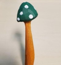 Green Mushroom Wooden Pen Hand Carved Wood Ballpoint Hand Made Handcraft... - $7.95