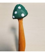 Green Mushroom Wooden Pen Hand Carved Wood Ballpoint Hand Made Handcraft... - £6.21 GBP
