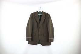 Vintage 70s Streetwear Mens 39R Wool 3 Button Airplane Pilot Suit Jacket Green - £54.47 GBP