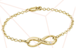 Infinity Personalized Sterling Gold Diamond Bracelet - £82.15 GBP