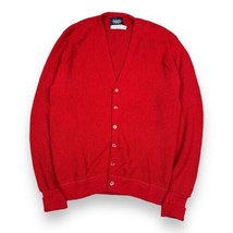 Vintage Mid Century Red Cardigan Alpaca Wool Mens XL USA Grandpa Golf Classy - £31.14 GBP