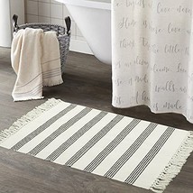 Boho Bathroom Rug 2X3 Ft Leevan Geometric Cotton Striped Rug With Tassel Door - £29.88 GBP