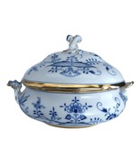 Large Antique Meissen Onion Soup Tureen with gold trim - £888.62 GBP