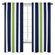 Sweet Jojo Designs Navy Blue, Lime Green and White Window Treatment Panels for S - £48.74 GBP