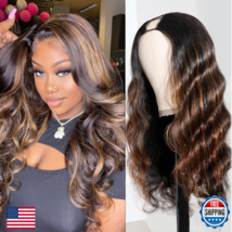 Beautkol V Part Wig Human Hair Body Wave 1B/30 Color Upgrade U Part Huma... - $142.25