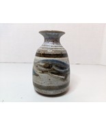 Stoneware Bud Vase Gray Blue Studio Art Pottery 4”H  Earthenware Glazed ... - £16.14 GBP
