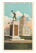 Postcard Soldiers Monument and Parliament Building  Manitoba Canada - £8.07 GBP