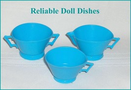 Reliable  Plastic  Lot of 3 Turquoise  Doll Dishes - £7.63 GBP