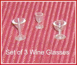 3 Wine Glasses  Ideal Petite Princess Miniature Accessories - £6.26 GBP