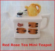 Mini-Teapot Afternoon Tea Red Rose Canadian Tea Premium - $9.26
