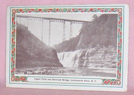 Souvenir Folder  Upper Falls and Railroad Bridge Letchworth Park N.Y.  T... - $16.25