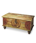 Bohemian Carved Moroccan Antique Anthropologie Style Eclectic Trunk Coff... - £560.48 GBP