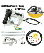 Fuel Gasoline Transfer Pump Manual Nozzle Kit w/ 14&#39;&#39; Hose 15GPM 12V Gas... - £194.35 GBP