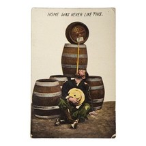 Theochrom Series 1330-8 Antique Postcard Man Drinking Beer Bass Burton Barrel - £6.82 GBP