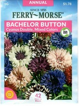 GIB Bachelor Button Cyanus Double Flower Seeds Ferry Morse  - £7.07 GBP