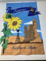 Decor Garden House Flag Banner Outdoor Large 44 X 27” Sunflowers State Kansas - £11.18 GBP