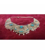 Vintage Silver Asian filigree five Panel necklace TURQUOISE BEADS - £93.86 GBP