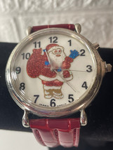 Vintage Quartz ROUND Santa Watch Red Glitter Japan Movement *NEEDS BATTERY - $4.46
