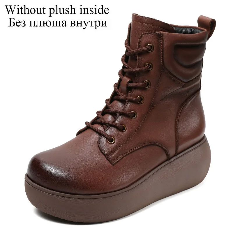 Handmade Retro Chunky Platform Ankle Boots For Women Autumn Winter Warm ... - £82.95 GBP