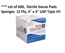 600 Count Sterile Gauze Pads Sponge 12 Ply 4&quot; x 4&quot; Gauze Pad, 6 boxes of... - £51.55 GBP