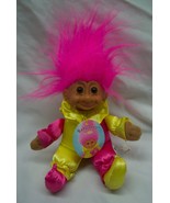 VINTAGE Russ TROLL AS PINK &amp; YELLOW CLOWN 7&quot; Plush STUFFED ANIMAL TOY NEW - $54.16 CAD