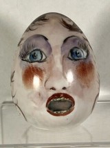 Vintage Hand Painted Ceramic Egg OOAK singing Woman Lady Brunette Opera - $18.70