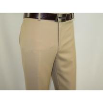 Mens MANTONI Flat Front Pants All Wool Super 140's Classic Fit 40901 Beige image 5