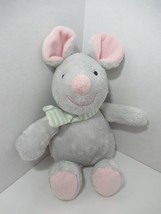 Carters plush mouse gray green striped scarf baby stuffed animal soft toy 61400 - £18.19 GBP