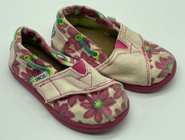 Pink floral TOMS size 5T Shoes - $10.85