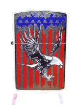 Eagle &amp; Stars &amp; Bars Authentic Zippo Lighter Street Chrome Finish - $27.99