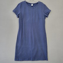 Old Navy Women Dress Size L Blue Stretch Preppy White Polka Dot Classic Midi - £9.02 GBP