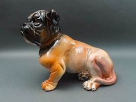 Vintage Italian Seated Bulldog Glazed Ceramic Terracotta Sculpture Statu... - $599.99