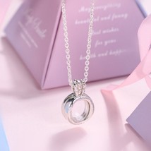 925 Sterling Silver Crown O Floating Locket Pendant Necklace - £21.55 GBP