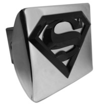 Superman Black Shield Emblem On Chrome Usa Made Trailer Hitch Cover - £63.20 GBP